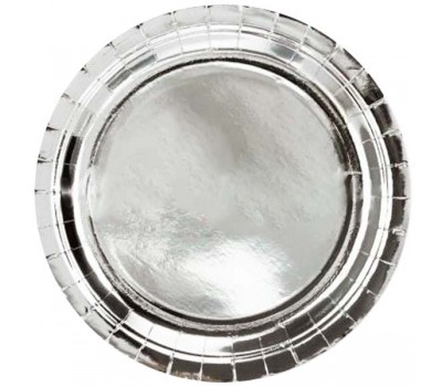 Тарелки серебряные одноразовые 23 см (6 шт.)