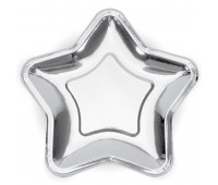 Тарелки серебряная звезда 23 см (6 шт.)