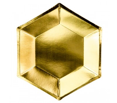 Тарелки золотые шестиугольные (6 шт.)