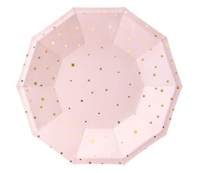 Тарелка розовые с золотыми звездами (6 шт.)