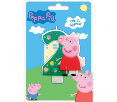 Свеча цифра 2 «Свинка Пеппа» (Peppa Pig)