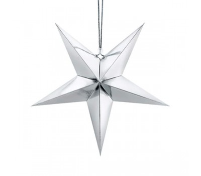 Звезда серебряная  бумажная (45 см)