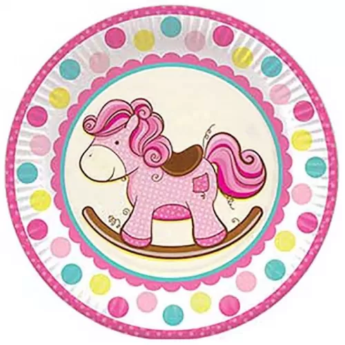 Тарелки одноразовые Лошадка розовая (6 шт.)