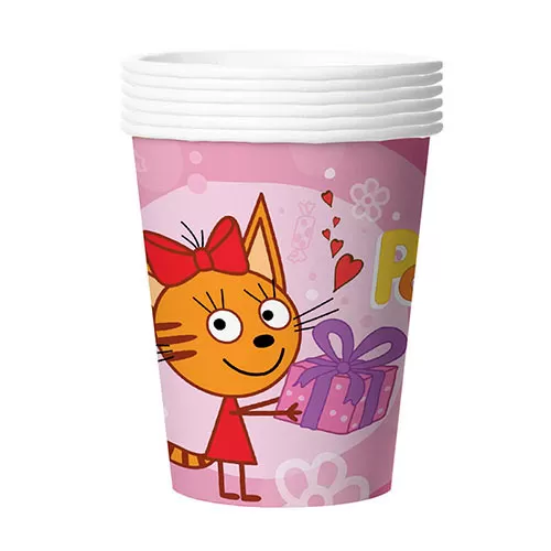 Стакан розовый «Три кота» (6 шт.)