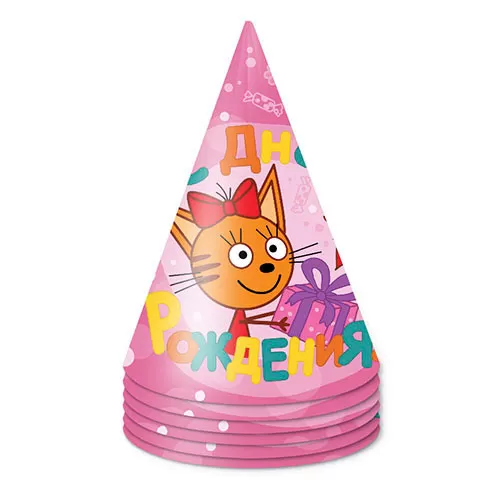 Колпачки «Три кота» розовые (6 шт.)