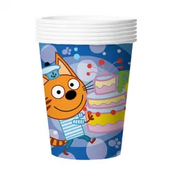 Стаканы синие «Три кота» (6 шт.)