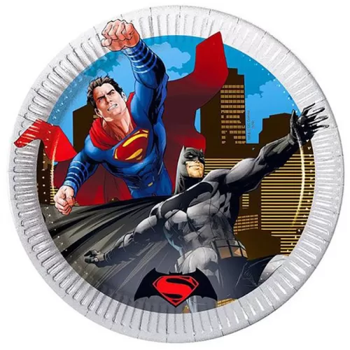 Тарелки одноразовые «Бэтмен против Супермена» 20 см (8 шт.)