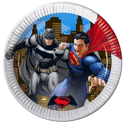 Тарелки одноразовые Бэтмен против Супермена 23 см (8 шт.)