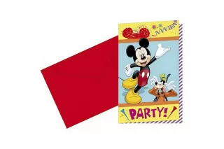 Приглашения в конвертах «Микки Маус», 6 шт. Приглашения в конвертах «Микки Маус», 6 шт.