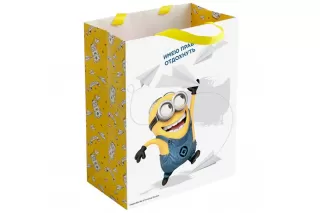 Пакет белый «Миньоны» 23х18х10  Пакет белый «Миньоны» 23х18х10