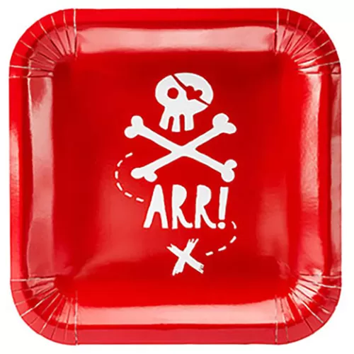 Тарелки Пираты красные бумажные одноразовые (6 шт.) Тарелки Пираты красные бумажные одноразовые (6 шт.)