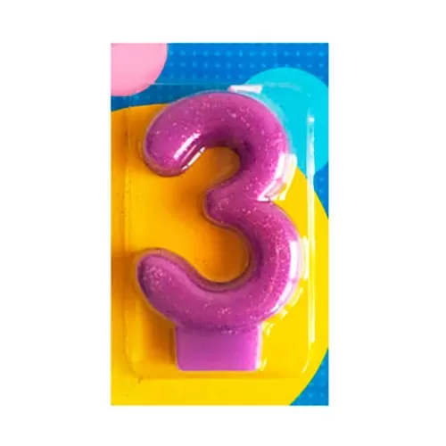 Свеча Цифра 3 Блестящая Свеча Цифра 3 Блестящая