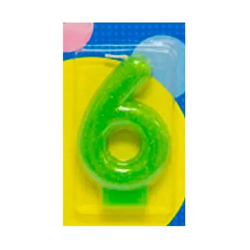 Свеча Цифра 6 Блестящая Свеча Цифра 6 Блестящая