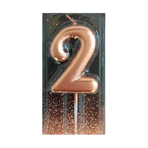 Свеча Цифра 2 розовое золото
