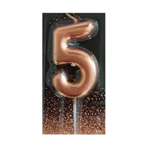 Свеча-цифра 5 розовое золото