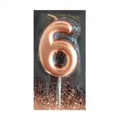 Свеча-цифра 6 розовое золото Свеча-цифра 6 розовое золото