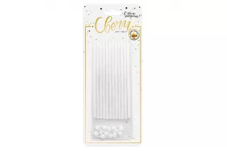 Свечи белые высокие с серебристым глиттером Свечи белые высокие с серебристым глиттером