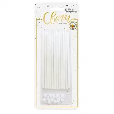 Свечи белые высокие с золотым глиттером Свечи белые высокие с золотым глиттером