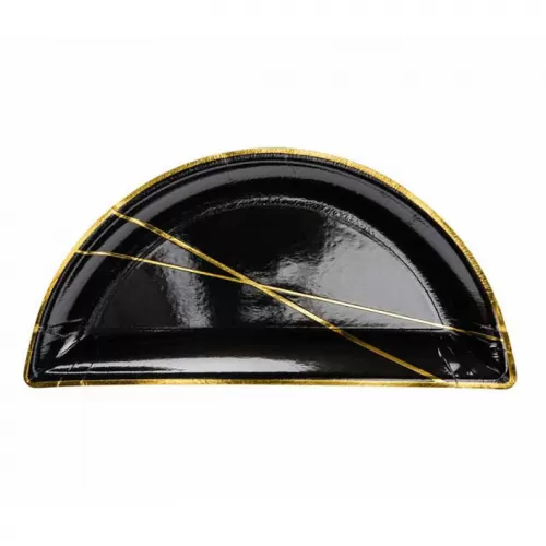 Тарелки бумажные черные с золотыми линиями (6 шт.) Тарелки бумажные черные с золотыми линиями (6 шт.)