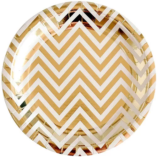 Тарелки одноразовые Золотой шеврон 18 см (6 шт.) Тарелки одноразовые Золотой шеврон 18 см (6 шт.)