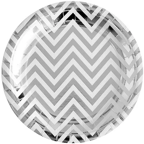Тарелки одноразовые серебряные шеврон 18 см (6 шт.) Тарелки одноразовые серебряные шеврон 18 см (6 шт.)