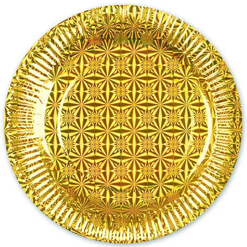 Тарелки одноразовые Золото голография 18 см (6 шт.) Тарелки одноразовые Золото голография 18 см (6 шт.)