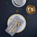 Золотые одноразовые столовые приборы (3х6 шт.) Золотые одноразовые столовые приборы (3х6 шт.)