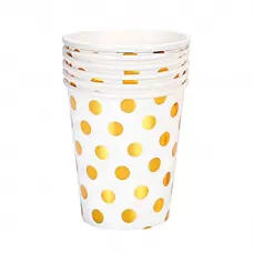 Стаканы белые конфетти Золото (6 шт.) Стаканы белые конфетти Золото (6 шт.)