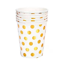 Стаканы белые конфетти Золото (6 шт.)