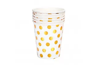 Стаканы белые конфетти Золото (6 шт.) Стаканы белые конфетти Золото (6 шт.)