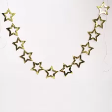 Гирлянда Звезды золотые с вырубкой Гирлянда Звезды золотые с вырубкой