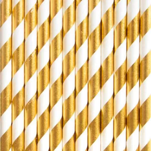 Трубочки для напитков золотые в полоску (25 шт.) Трубочки для напитков золотые в полоску (25 шт.)