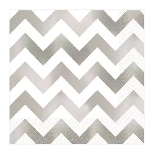 Салфетки Шеврон серебро (20 шт.)