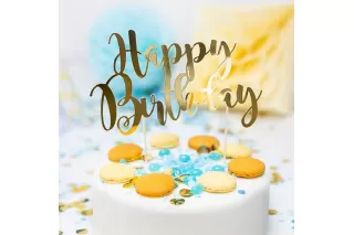 Топпер Happy Birthday золото Топпер Happy Birthday золото