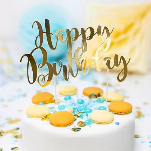 Топпер Happy Birthday золото