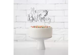 Топпер Happy Birthday серебро Топпер Happy Birthday серебро