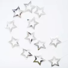 Гирлянда Звезды серебро с вырубкой Гирлянда Звезды серебро с вырубкой