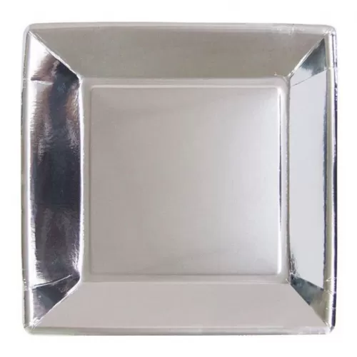 Тарелки одноразовые Серебро квадратные (25 шт.)