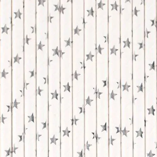 Трубочки для напитков серебряные звезды (25 шт.)