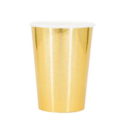 Золотые одноразовые стаканы голография (6 шт.) Золотые одноразовые стаканы голография (6 шт.)