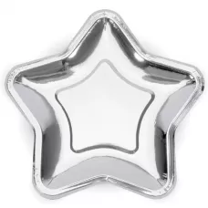 Тарелки серебряная звезда 23 см (6 шт.)