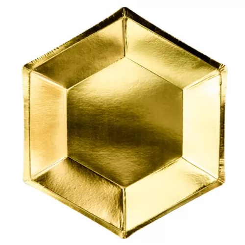 Тарелки золотые шестиугольные (6 шт.)