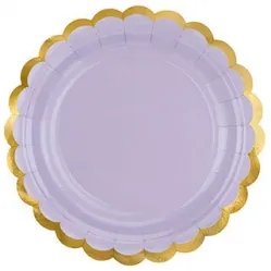 Тарелки лиловые с золотой каймой (6 шт.)