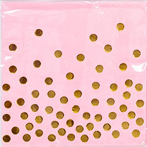 Салфетки розовые Горошек Золото (6 шт.)