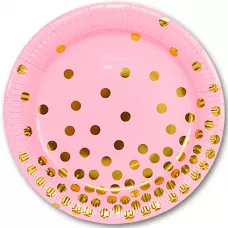 Тарелки розовые Золотой горошек 17 см (6 шт.) Тарелки розовые Золотой горошек 17 см (6 шт.)