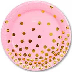 Тарелки розовые Золотой горошек 17 см (6 шт.) Тарелки розовые Золотой горошек 17 см (6 шт.)