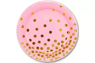 Тарелки розовые Золотой горошек 17 см (6 шт.) Тарелки розовые Золотой горошек 17 см (6 шт.)