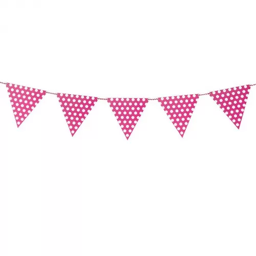 Гирлянда Флажки розовые в горошек Гирлянда Флажки розовые в горошек