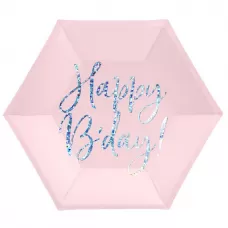 Тарелки розовые Happy B'day! (6 шт.) Тарелки розовые Happy B'day! (6 шт.)
