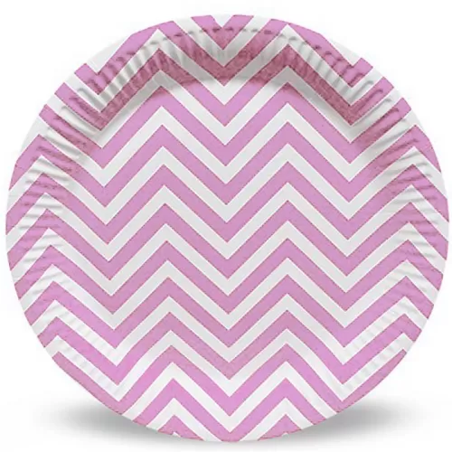 Тарелки одноразовые розовые Шеврон (6 шт.) Тарелки одноразовые розовые Шеврон (6 шт.)